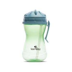 Cana sport cu clips lateral, pai moale si flexibil, capac de protectie rotativ, 360 ml, Blue Green imagine
