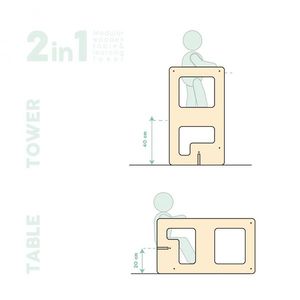 Turn de invatare multifunctional Kule Flip, Mint, MamaToyz, utilizabil ca masa sau platforma de joaca imagine