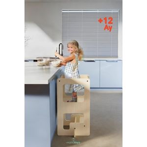 Turn de invatare multifunctional Kule Flip, Natur, MamaToyz, utilizabil ca masa sau platforma de joaca imagine