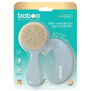 Set perie si pieptene bebe Baboo Albastru 0 luni+ imagine