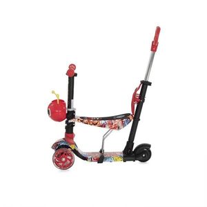 Trotineta pentru copii Smart Plus Red Graffiti, 3 roti cu LED, scaun reglabil si detasabil, maner parental reglabil, ghidon reglabil, greutate suportata 20 kg, varsta 3 ani+ imagine