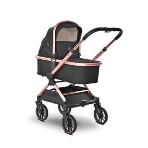 Carucior 3 in 1 pentru copii Lorelli Reya Negru Jasper cu maner reversibil, cadru din aluminiu, suspensii, maner pentru transport, greutate admisa 22 kg imagine