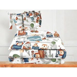 Lenjerie patut cu 3 piese MimiNu, pentru patut 120x60 cm, cu protectie laterala, din bumbac, Design, Zoo imagine