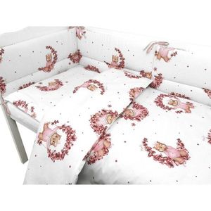Lenjerie patut cu 3 piese MimiNu, pentru patut 120x60 cm, cu protectie laterala, din bumbac, Design, Betty imagine