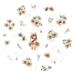 Aparatoare pentru patut MimiNu, tip rulou, cu husa detasabila, lungime 180 cm, din bumbac, Design, Ducklings Beige imagine