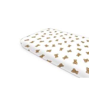 Cearceaf cu elastic Qmini, pentru pat 160x80 cm, din bumbac certificat, Design, Teddy Toys imagine
