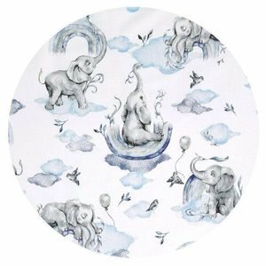 Aparatoare pentru patut Qmini, tip rulou, cu husa detasabila, lungime 180 cm, din bumbac, Elephants on Rainbow Blue imagine