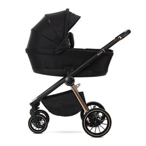 Carucior 3 in 1 pentru copii Lorelli Bianca Negru, prevazut cu sistem anti-reflux, cadru din aluminiu, suspensii, parte sport reversibila, bara de protectie detasabila, geanta, greutate admisa 22 kg imagine