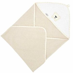 Prosop de baie Bocioland, cu gluga, din bumbac, 100x100 cm, Teddy Bear Sand imagine
