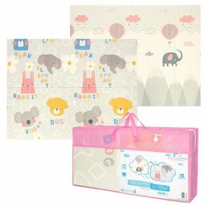 Covoras de joaca Bocioland Grey Elephant, pliabil, protectie impotriva loviturilor, 180 x 150 cm, cu Imprimeu pe ambele parti, potrivit pentru interior si exterior imagine