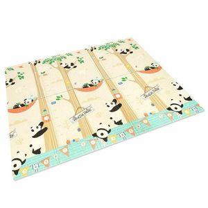 Covoras de joaca, Bocioland Panda, pliabil, protectie impotriva loviturilor, 180 x 150 cm, cu Imprimeu pe ambele parti, potrivit pentru interior si exterior imagine