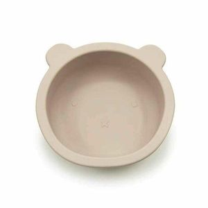 Castron cu urechi de ursulet Bocioland, cu ventuze, silicon, fara BPA, 6-36 luni, Light Beige imagine