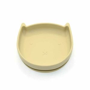 Farfurie in forma de pisicuta Bocioland, cu ventuze, silicon, fara BPA, 6-36 luni, Light Beige imagine