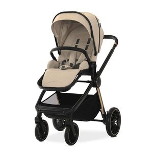 Carucior 3 in 1 pentru copii Lorelli Bianca Beige Warm, cadru usor din aluminiu, suspensii, geanta, parte sport reversibila, bara de protectie detasabila, greutate admisa 22 kg imagine