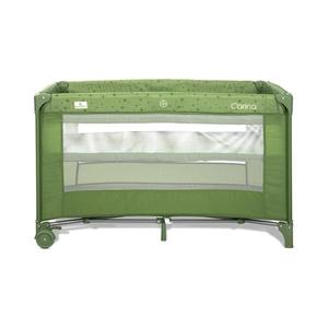 Patut pliabil pentru copii Lorelli Carina Green Stars, 2 nivele, deschidere laterala cu fermoar, prevazut cu roti cu frana imagine