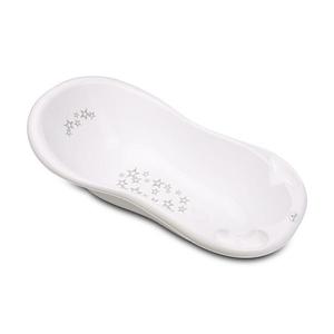 Cadita pentru bebe 100x51x31 cm cu dop de scurgere si baza antialunecare Little Stars White imagine