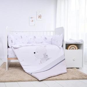 Set lenjerie pat 8 piese bumbac ranforce Trend Little Rabbits Grey imagine