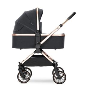 Carucior 2 in 1 pentru copii Lorelli Reya Black, cadru din aluminiu, suspensii, geanta, cos individual cu maner de transport, maner si sezut reversibile, greutate suportata 22 kg imagine