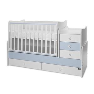 Mobilier Lorelli Maxi Plus Trio White Baby Blue, transformabil, cu sistem de leganare, 70x160 cm imagine