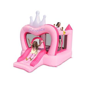 Saltea gonflabila Happy Hop Castel Printese cu loc de joaca si tobogan imagine