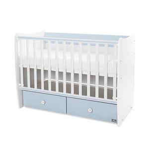 Patut balansoar Lorelli Matrix White Baby Blue, transformabil, 60x120 cm imagine
