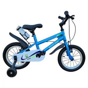 Bicicleta pentru copii KidsCare HappyBoy Albastra 12 inch cu roti ajutatoare, frane de mana, sticla inclusa, 2-4 ani imagine