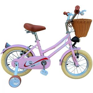 Bicicleta pentru copii KidsCare HappyGirl Roz 14 inch cu roti ajutatoare, frane de mana, cosulet, 3-6 ani imagine