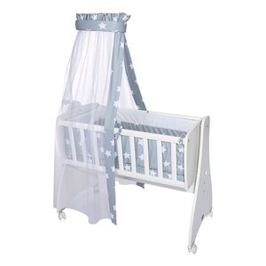 Set lenjerie cu 7 piese pentru pat balansoar First Dreams Blue Grey Mist Stars imagine