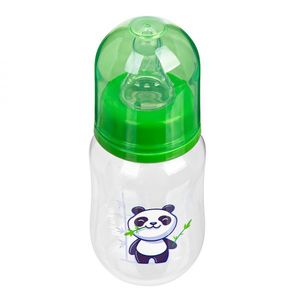 Biberon anticolici Akuku 125ml Panda cu tetina cu flux lent din silicon, materiale sigure fara BPA, capac cu filet etans care impiedica varsarea imagine