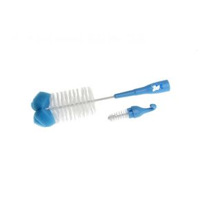 Set perii pentru biberoane si tetine Akuku Fluturas albastru cu burete incorporat, agatatoare, dimensiune 37.5x10.5x6 cm imagine