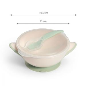 Castron cu ventuza si lingura Baby Ono Verde deschis imagine