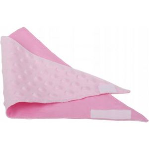 Esarfa moale pentru copii BabyMam, forma triunghiulara, sistem de prindere reglabil cu velcro moale, design 2-in-1 cu o fata din bumbac si una din minky pink imagine