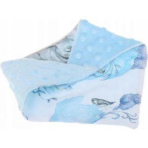 Esarfa moale pentru copii BabyMam, forma triunghiulara, sistem de prindere reglabil cu velcro moale, design 2-in-1 cu o fata din bumbac si una din minky blue imagine