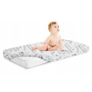 Cearceaf cu banda elastica pentru pat copii dimensiune 140 x 70cm, 100 bumbac, BabyMam retro train imagine