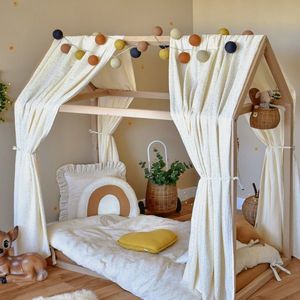 Set 2 baldachine muselina pentru pat tip casuta, Little Amy, Gold Princess, 2x330 cm pentru pat 100x200 cm imagine