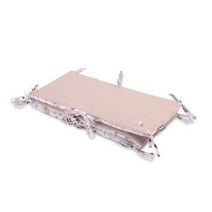 Aparatoare pentru patut Sensillo Waffle Fox Pink 180x30cm din bumbac cu umplutura antialergica, prindere cu panglici imagine