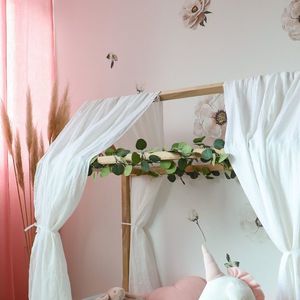Set draperii din muselina organica, Little Amy, Roz, 125x240 cm, 2 bucati imagine