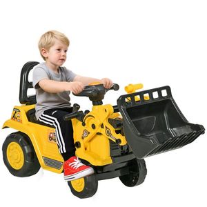 HOMCOM Excavator pentru Copii cu Cupă, Spătar și Spațiu de Depozitare Ascuns, Buldozer de Jucărie în PP și ABS, 80x26.5x39 cm, Galben și Negru | Aosom Romania imagine