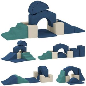 AIYAPLAY Set 7 Blocuri Construcții Moi Copii Până la 3 Ani în Catifea Albastru | Aosom Romania imagine