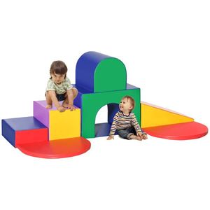 HOMCOM 7 blocuri de construcție din spumă XXL - joc educațional - modul de motricitate - certificate conform standardelor EN71-1-2-3 - spumă EPE acoperită cu PU multicolor | Aosom Romania imagine