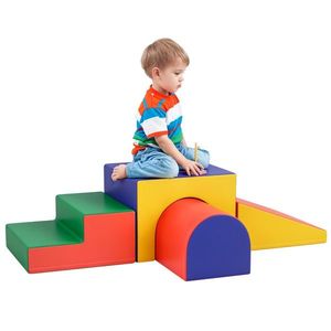 HOMCOM Modul motricitate bebeluși 4 buc. parcurs motricitate bebeluși din spumă EPE pentru copii preșcolari, multicolor | Aosom Romania imagine