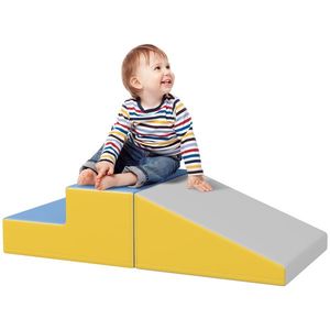 HOMCOM Parcurs motricitate bebeluș jucării de escaladă modulabil 2 cuburi gigante din spumă 50 x 50 x 25 cm multicolor | Aosom Romania imagine