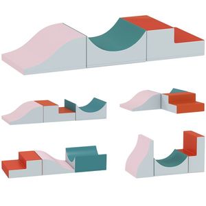AIYAPLAY Set de cățărare și târâre din 3 piese pentru copii mici, Piele ecologică, Spumă, Gri deschis | Aosom Romania imagine
