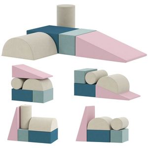 AIYAPLAY Set de 5 blocuri din spumă pentru bebeluși și copii mici, pentru construit, jucat, cățărat, set interior, spumă, Multicolor | Aosom Romania imagine