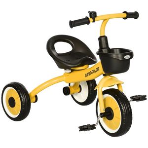 AIYAPLAY Tricicletă pentru Copii 2-5 Ani cu Scaun Reglabil și Coș Galben | Aosom Romania imagine