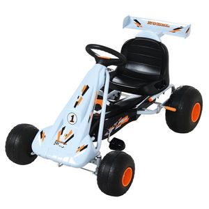 HOMCOM Go-Kart cu pedale și frână manuală, scaun reglabil, pedală, marsarier, kart cu lanț, vehicul pentru copii, jucărie auto-pedalier pentru copii de la 3 ani Albastru deschis | Aosom Romania imagine