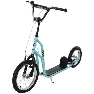 HOMCOM Kinderroller ab 5 jahre Scooter Tretroller Cityroller Kinder Roller Kickboard cu roti gonflabile 16/12 inci Albastru 135 x 58 x 88-94 cm | Aosom Romania imagine