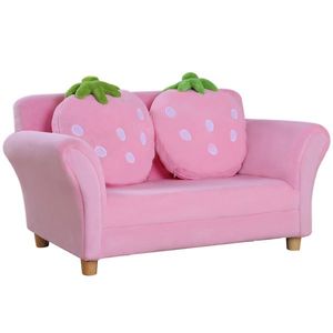 Fotoliu pentru copii HOMCOM cu design căpșuni | Aosom Romania imagine