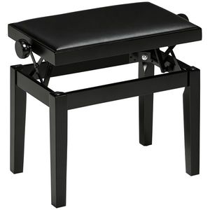 HOMCOM Banc de pian, scaun de pian, reglabil în înălțime, elegant și lucios, piele ecologică + lemn cauciuc, negru, 63 x 33 x 56 cm | Aosom Romania imagine