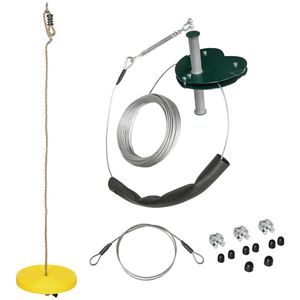 Kits de tiroliene Outsunny pentru copii 6-10 ani, mânere antiderapante, cablu ajustabil, dispozitiv de protecție pentru copaci. | Aosom Romania imagine